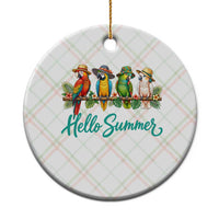 Hello Summer Parrots Ceramic Ornament Tropical Beach Vacation Graphic
