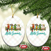 Hello Summer Parrots Ceramic Ornament Tropical Beach Vacation Graphic