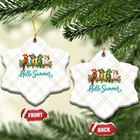 Hello Summer Parrots Ceramic Ornament Tropical Beach Vacation Graphic