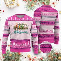 Hello Summer Parrots Ugly Christmas Sweater Tropical Beach Vacation Graphic