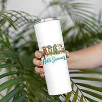 Hello Summer Parrots Skinny Tumbler Tropical Beach Vacation Graphic