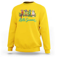Hello Summer Parrots Sweatshirt Tropical Beach Vacation Graphic