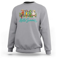 Hello Summer Parrots Sweatshirt Tropical Beach Vacation Graphic