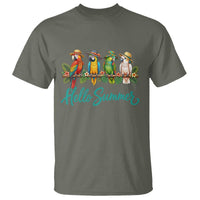 Hello Summer Parrots T Shirt Tropical Beach Vacation Graphic