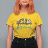 Hello Summer Parrots T Shirt For Women Tropical Beach Vacation Graphic