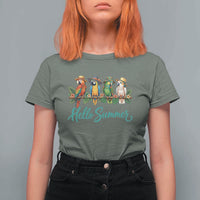 Hello Summer Parrots T Shirt For Women Tropical Beach Vacation Graphic