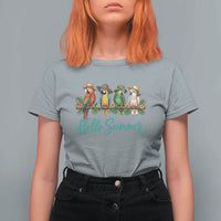 Hello Summer Parrots T Shirt For Women Tropical Beach Vacation Graphic