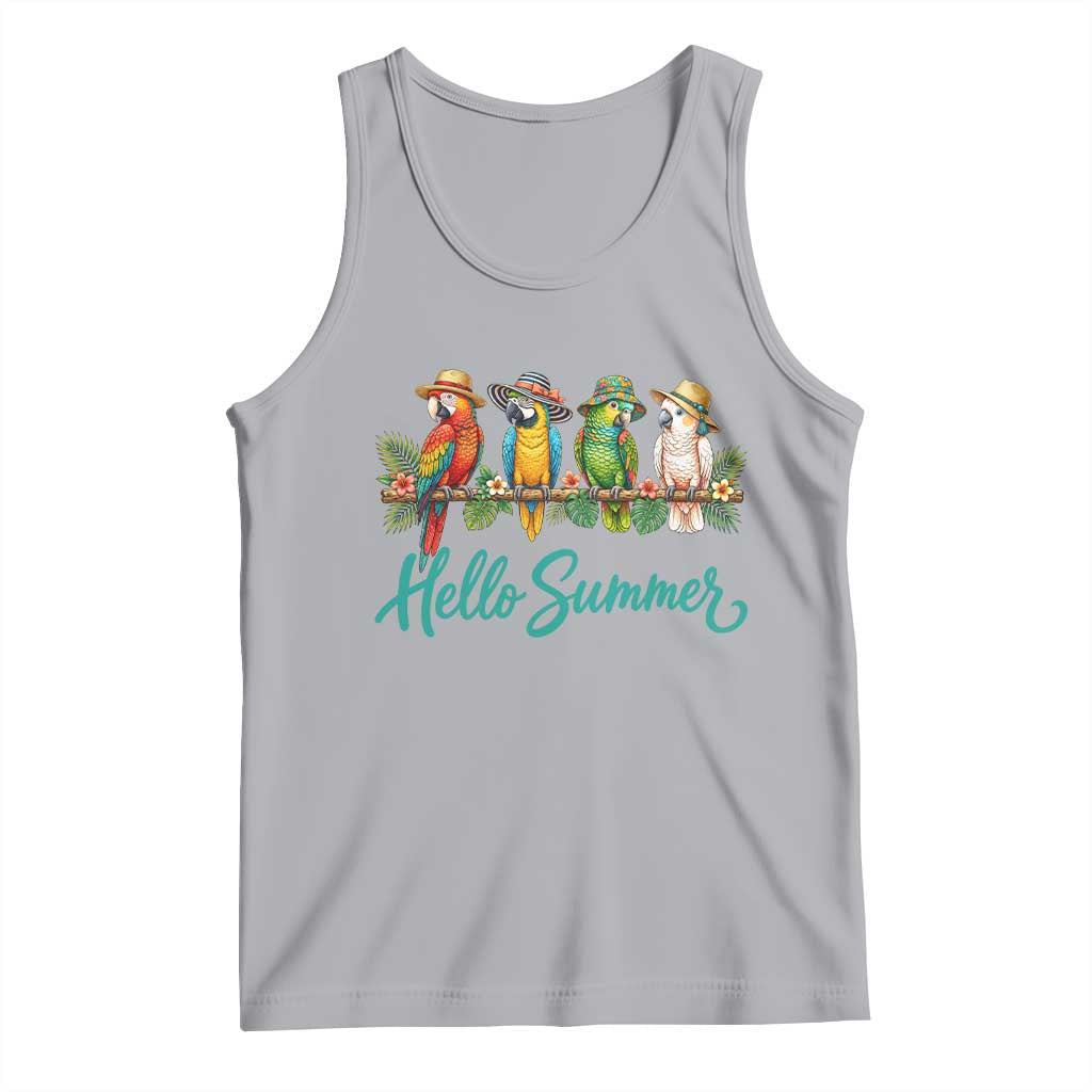 Hello Summer Parrots Tank Top Tropical Beach Vacation Graphic