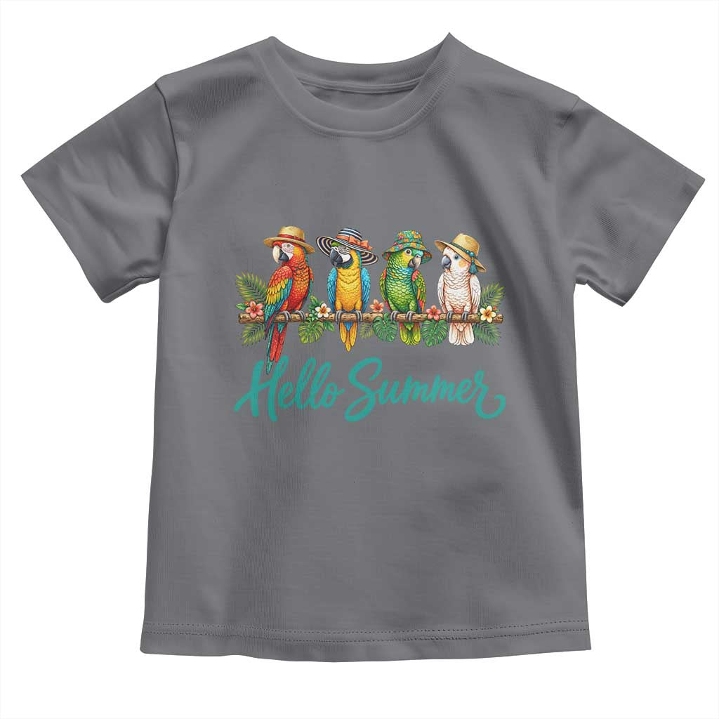 Hello Summer Parrots Toddler T Shirt Tropical Beach Vacation Graphic