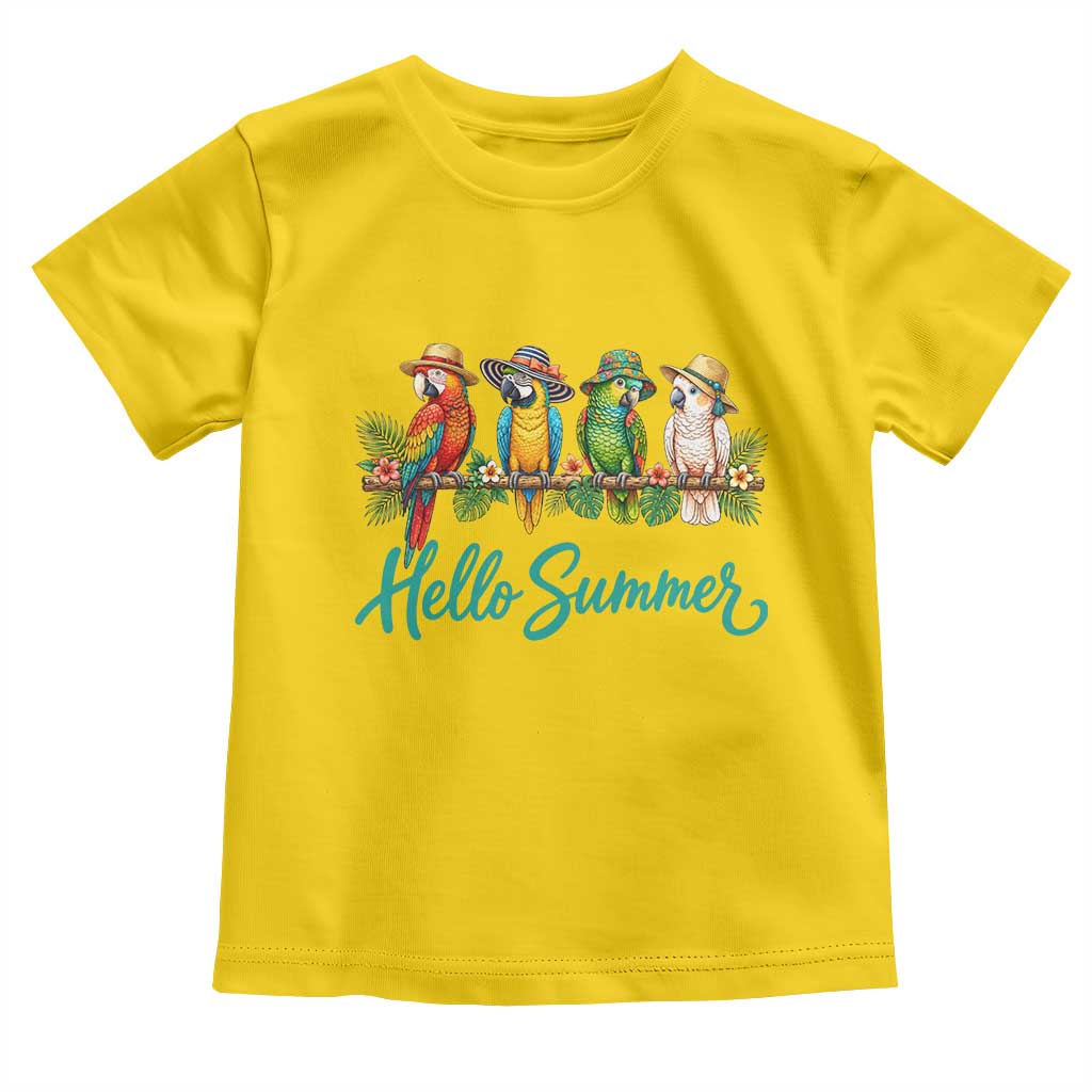 Hello Summer Parrots Toddler T Shirt Tropical Beach Vacation Graphic