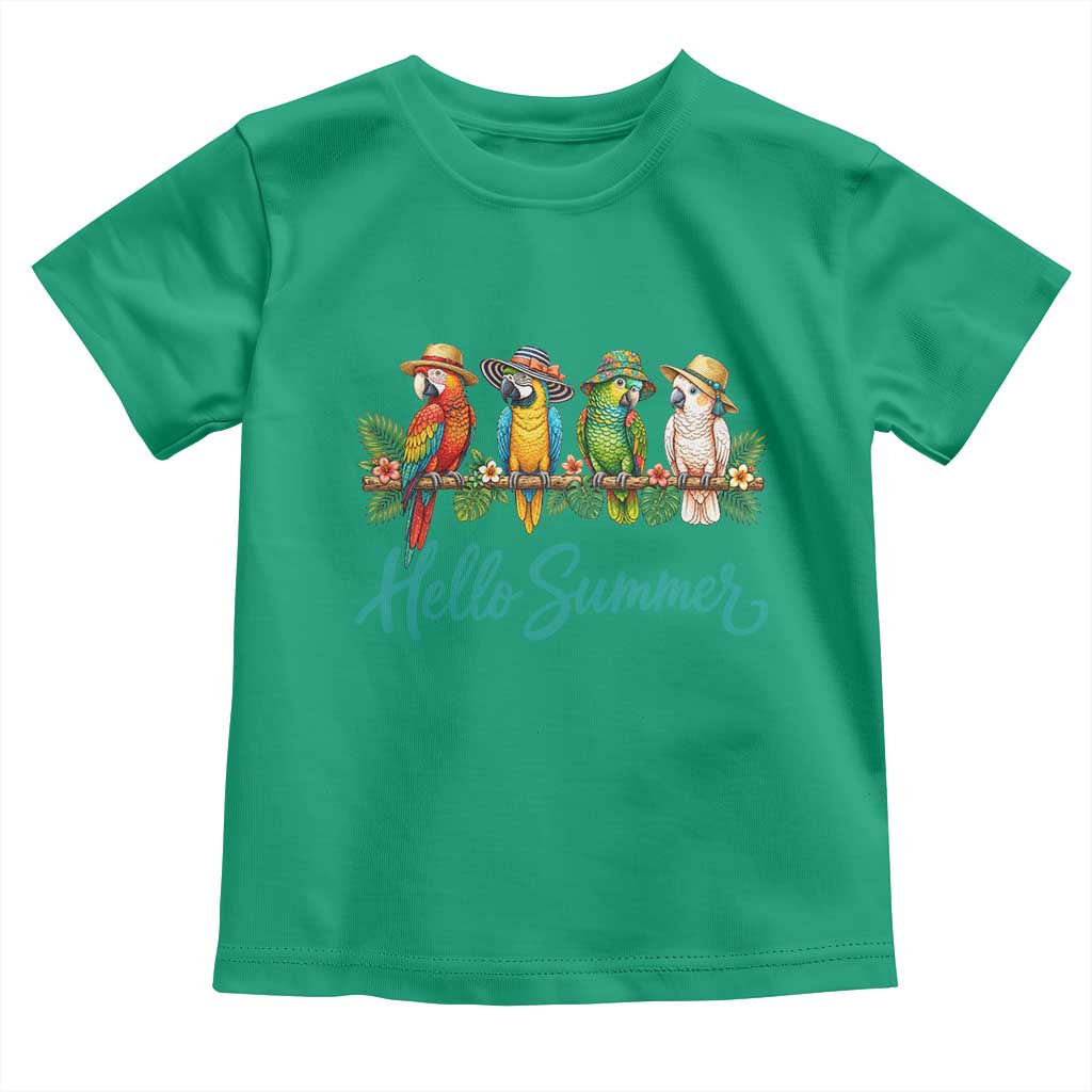 Hello Summer Parrots Toddler T Shirt Tropical Beach Vacation Graphic