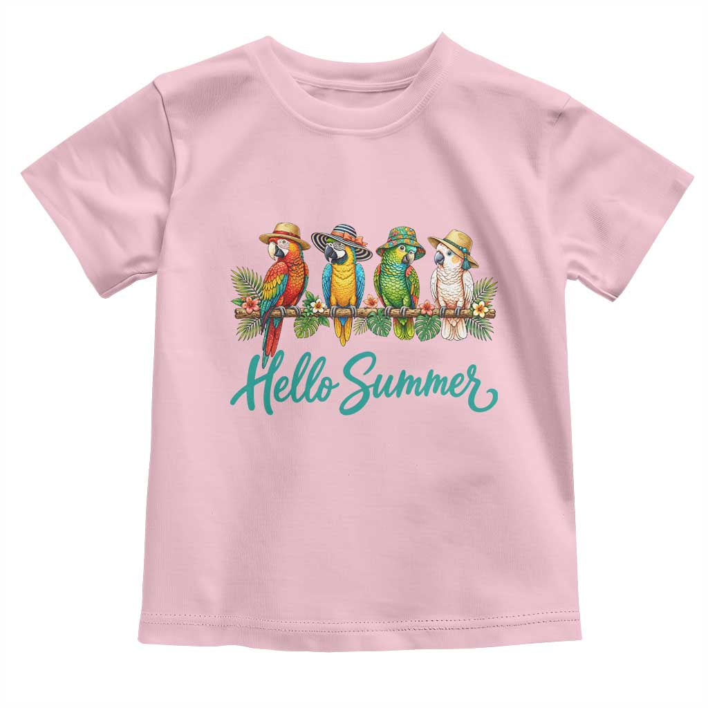 Hello Summer Parrots Toddler T Shirt Tropical Beach Vacation Graphic