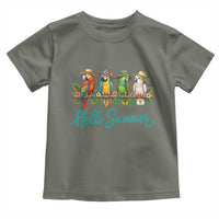 Hello Summer Parrots Toddler T Shirt Tropical Beach Vacation Graphic