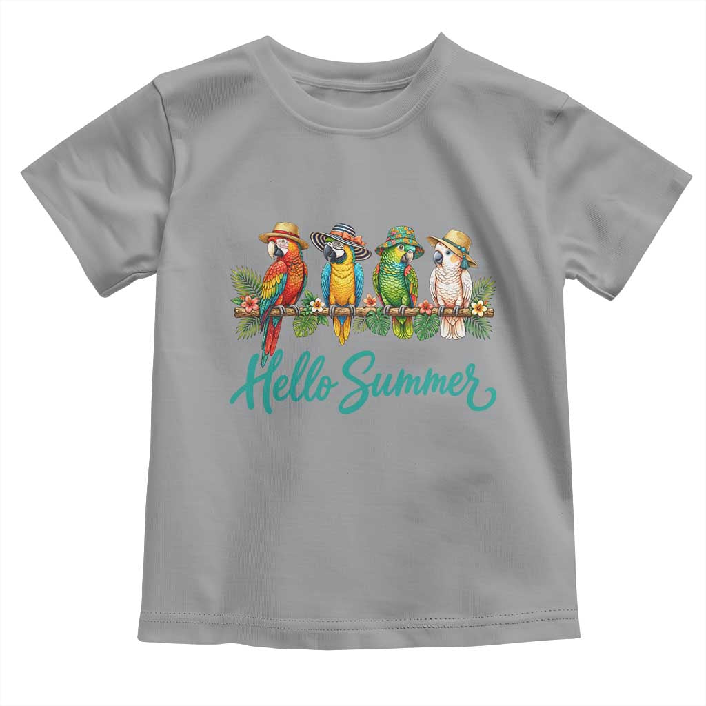 Hello Summer Parrots Toddler T Shirt Tropical Beach Vacation Graphic
