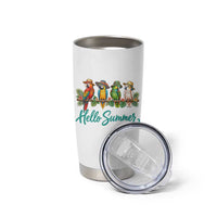 Hello Summer Parrots Tumbler Cup Tropical Beach Vacation Graphic