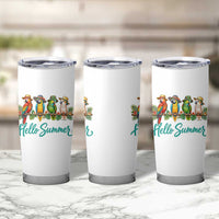 Hello Summer Parrots Tumbler Cup Tropical Beach Vacation Graphic