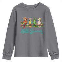 Hello Summer Parrots Youth Sweatshirt Tropical Beach Vacation Graphic