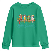 Hello Summer Parrots Youth Sweatshirt Tropical Beach Vacation Graphic
