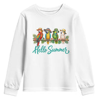 Hello Summer Parrots Youth Sweatshirt Tropical Beach Vacation Graphic