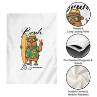 Bruh Its Summer Garden Flag Funny Capybara Surfer Beach Vacation Gift