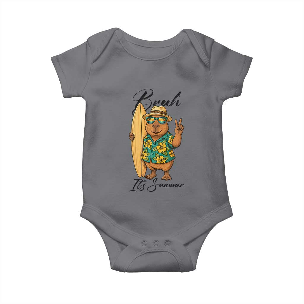 Bruh Its Summer Baby Onesie Funny Capybara Surfer Beach Vacation Gift