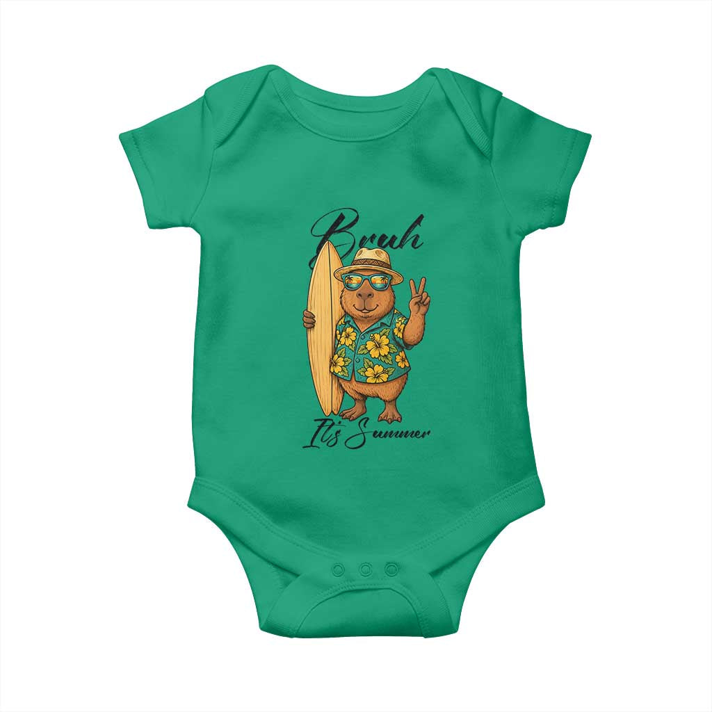 Bruh Its Summer Baby Onesie Funny Capybara Surfer Beach Vacation Gift