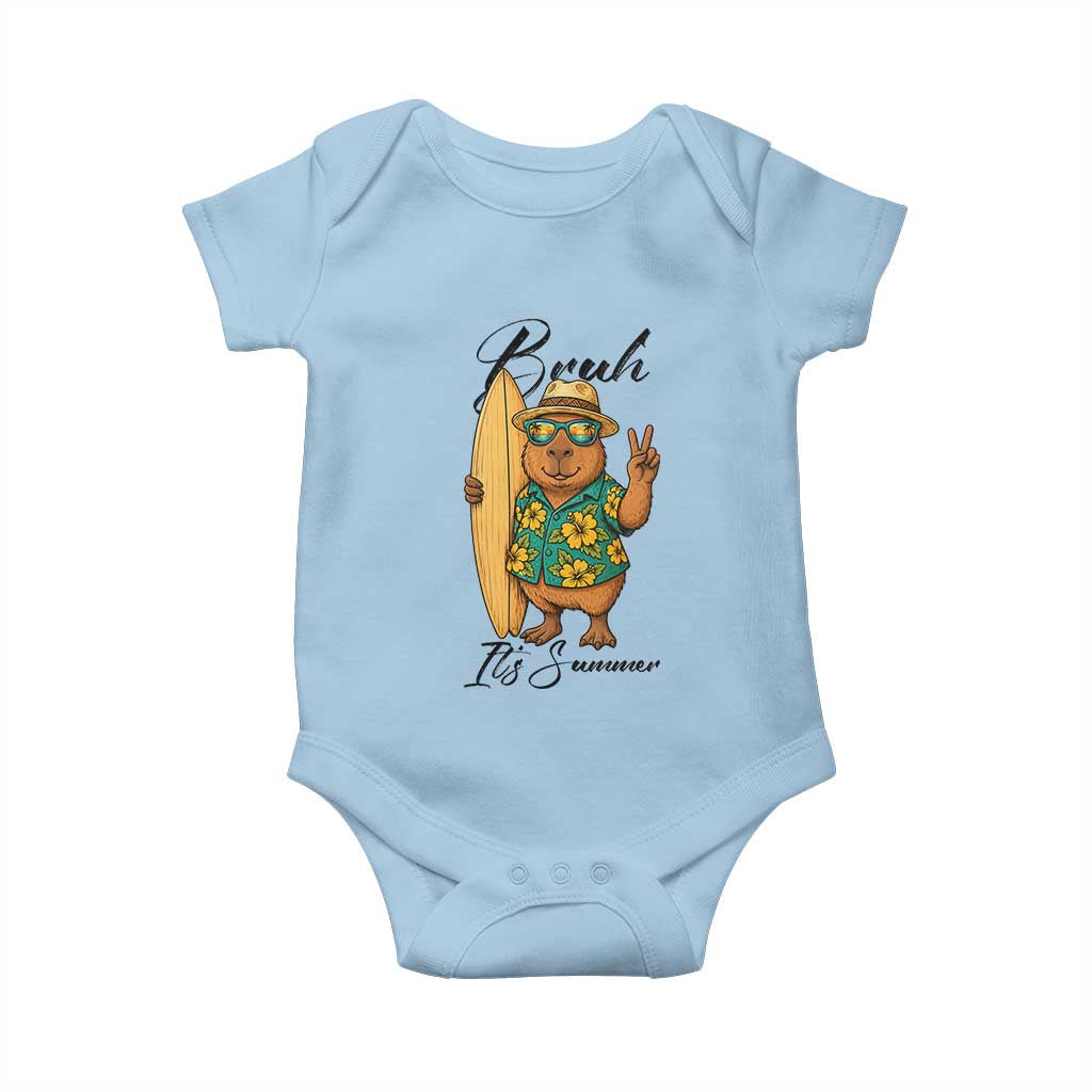 Bruh Its Summer Baby Onesie Funny Capybara Surfer Beach Vacation Gift