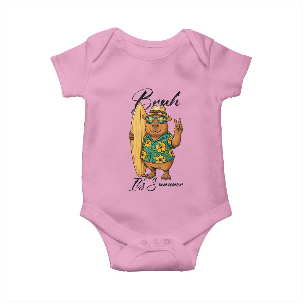 Bruh Its Summer Baby Onesie Funny Capybara Surfer Beach Vacation Gift