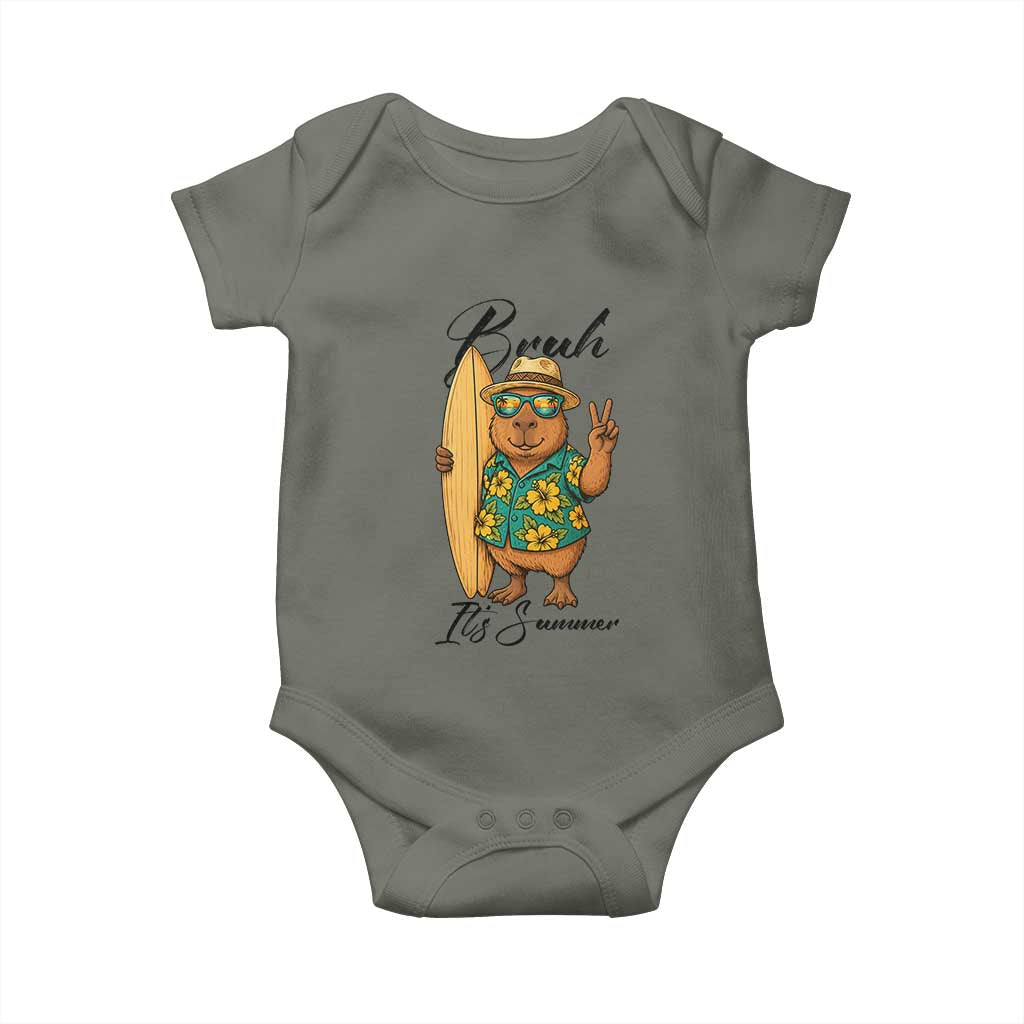 Bruh Its Summer Baby Onesie Funny Capybara Surfer Beach Vacation Gift