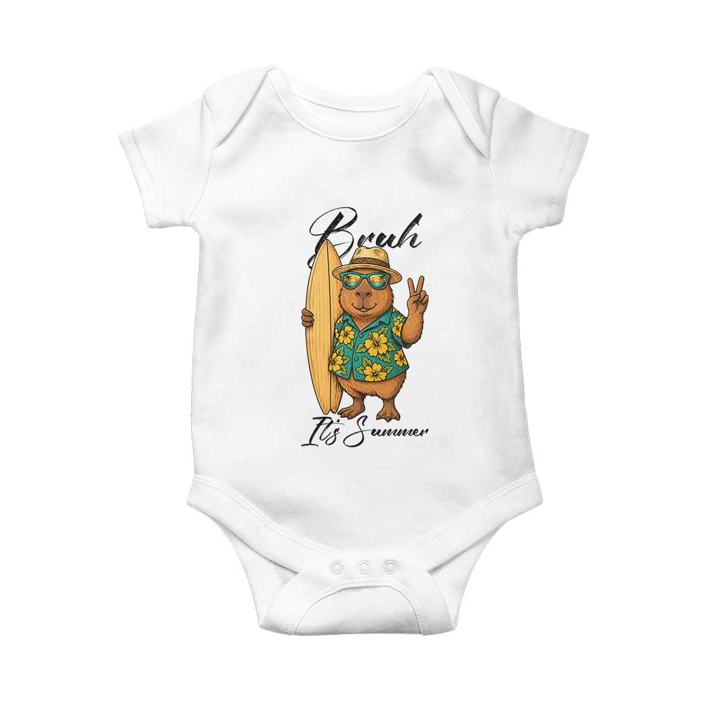 Bruh Its Summer Baby Onesie Funny Capybara Surfer Beach Vacation Gift