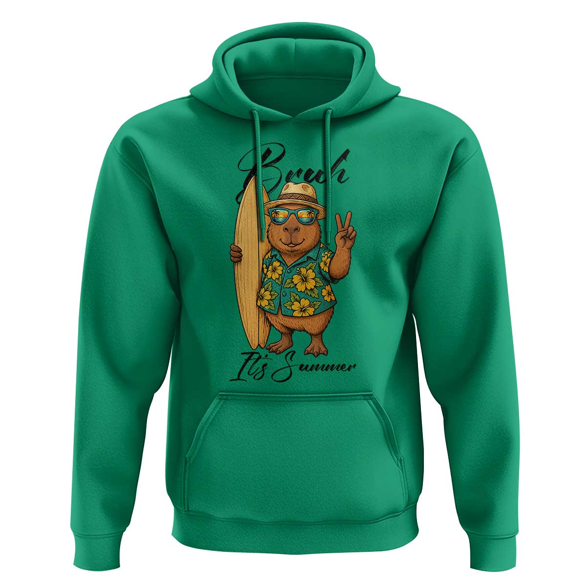 Bruh Its Summer Hoodie Funny Capybara Surfer Beach Vacation Gift