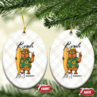 Bruh Its Summer Ceramic Ornament Funny Capybara Surfer Beach Vacation Gift