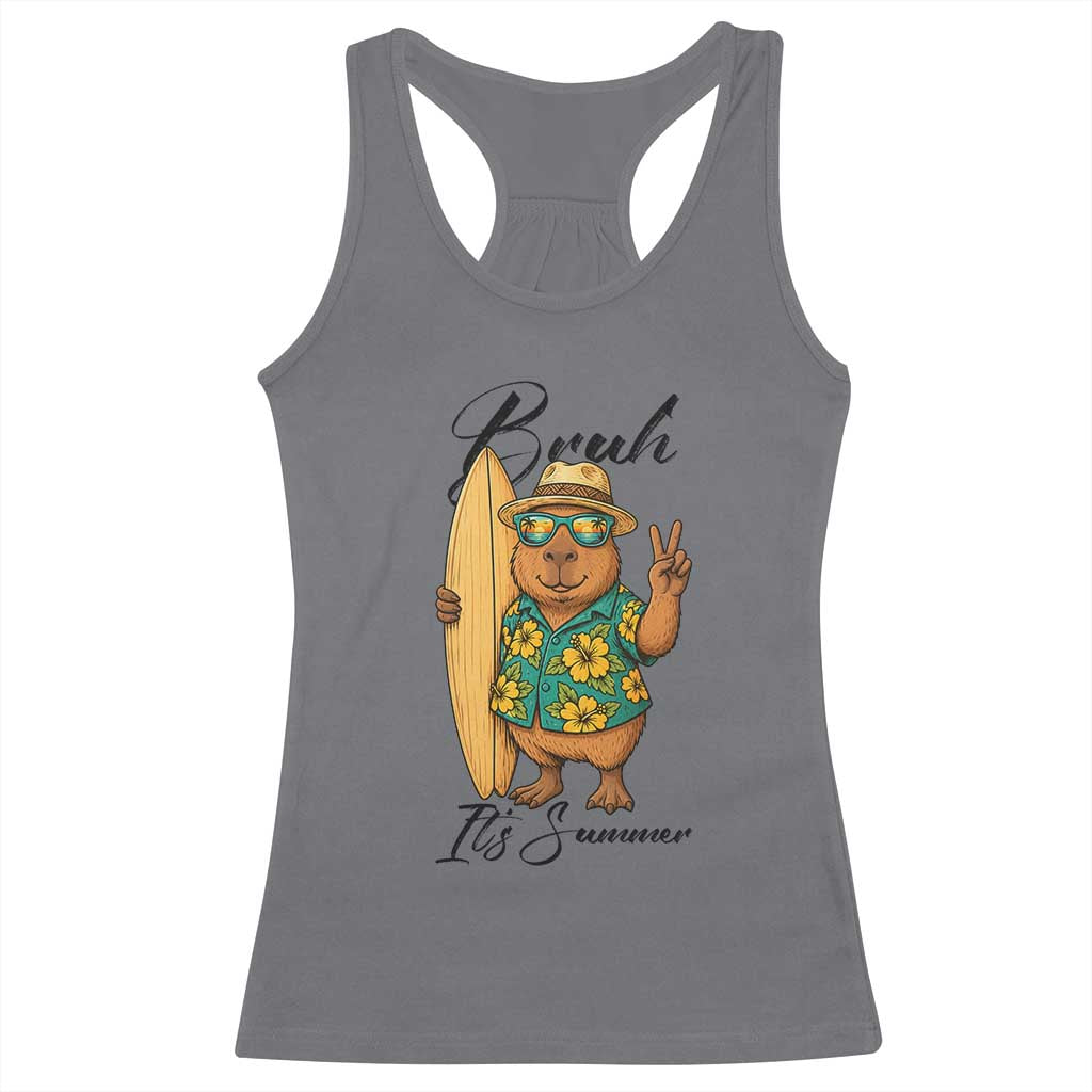 Bruh Its Summer Racerback Tank Top Funny Capybara Surfer Beach Vacation Gift