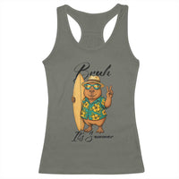 Bruh Its Summer Racerback Tank Top Funny Capybara Surfer Beach Vacation Gift