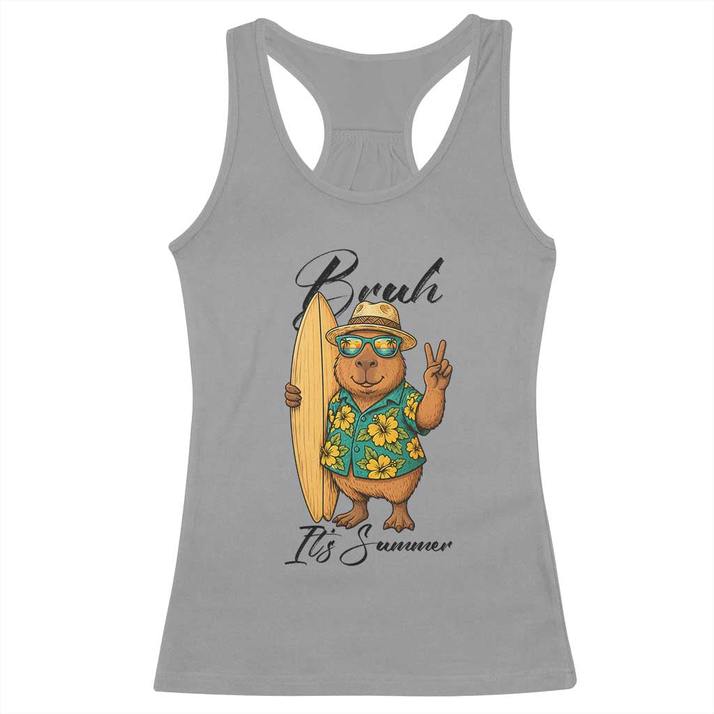 Bruh Its Summer Racerback Tank Top Funny Capybara Surfer Beach Vacation Gift