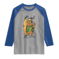 Bruh Its Summer Raglan Shirt Funny Capybara Surfer Beach Vacation Gift