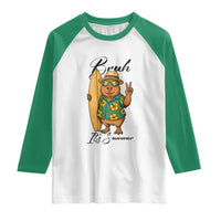 Bruh Its Summer Raglan Shirt Funny Capybara Surfer Beach Vacation Gift