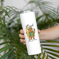 Bruh Its Summer Skinny Tumbler Funny Capybara Surfer Beach Vacation Gift