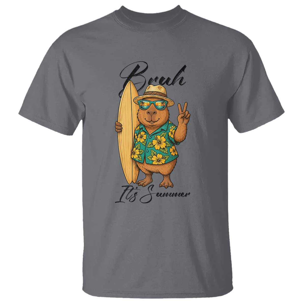 Bruh Its Summer T Shirt Funny Capybara Surfer Beach Vacation Gift