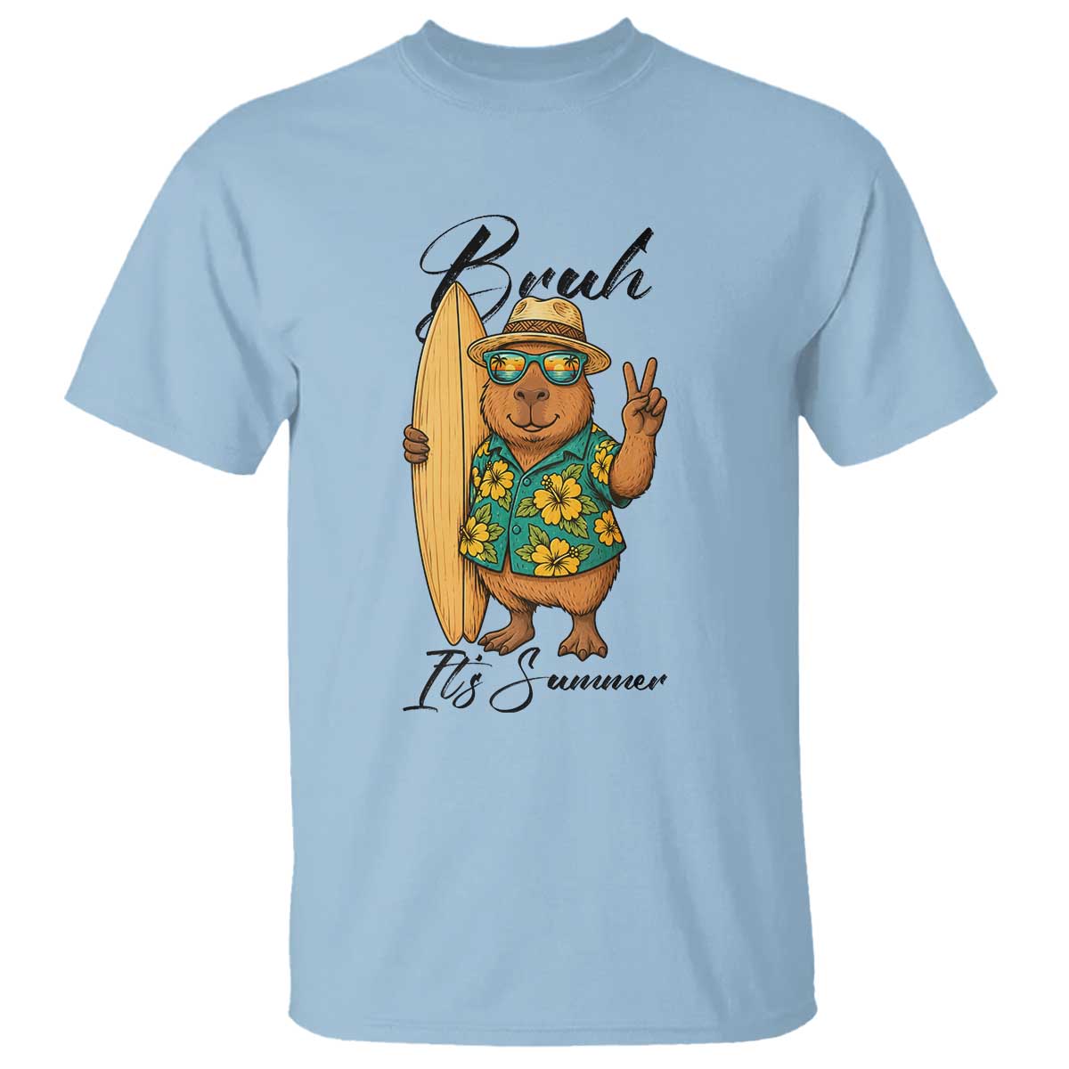 Bruh Its Summer T Shirt Funny Capybara Surfer Beach Vacation Gift