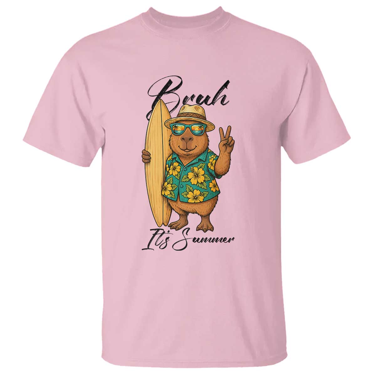 Bruh Its Summer T Shirt Funny Capybara Surfer Beach Vacation Gift