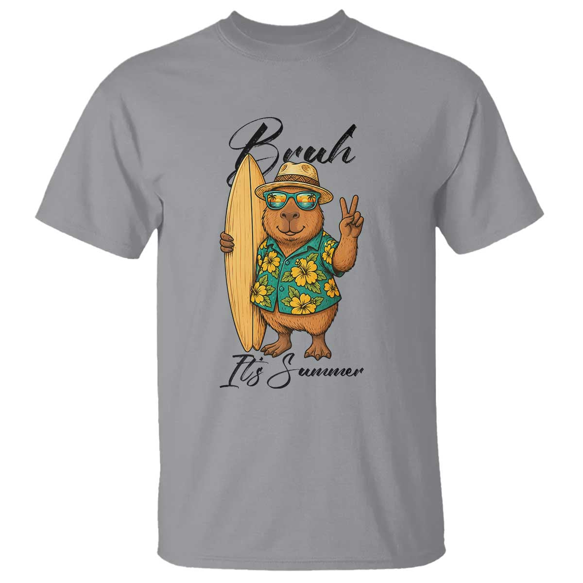 Bruh Its Summer T Shirt Funny Capybara Surfer Beach Vacation Gift