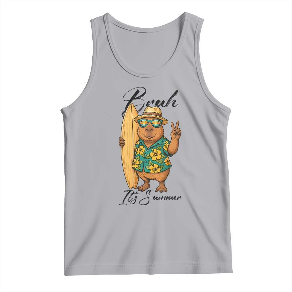 Bruh Its Summer Tank Top Funny Capybara Surfer Beach Vacation Gift