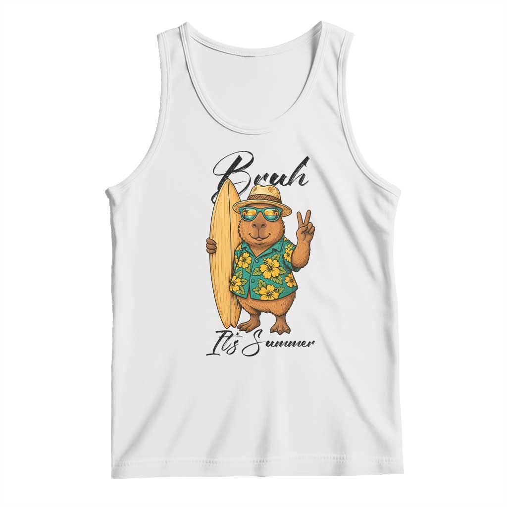 Bruh Its Summer Tank Top Funny Capybara Surfer Beach Vacation Gift