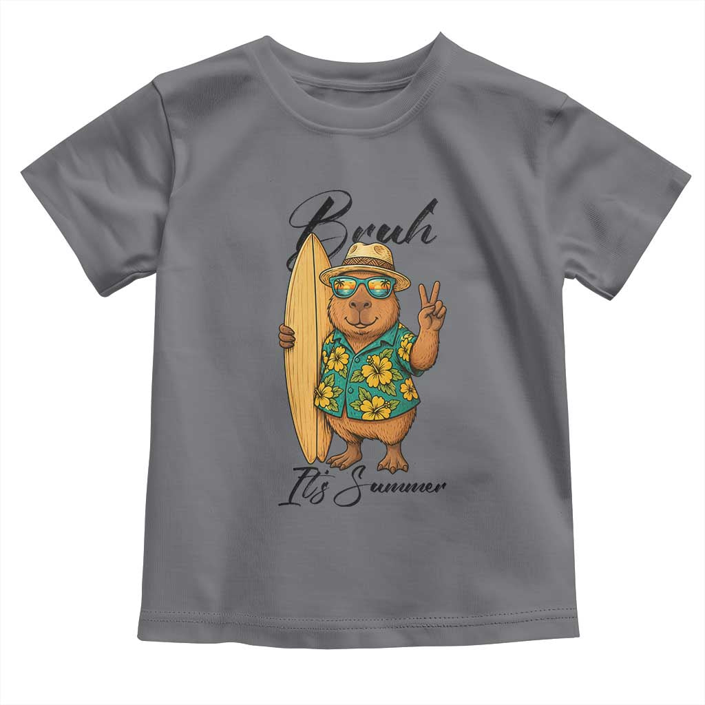 Bruh Its Summer Toddler T Shirt Funny Capybara Surfer Beach Vacation Gift