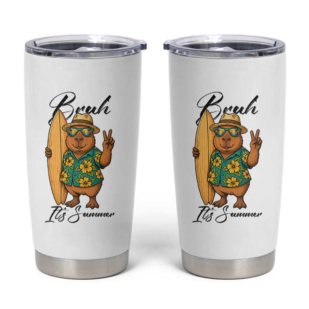 Bruh Its Summer Tumbler Cup Funny Capybara Surfer Beach Vacation Gift