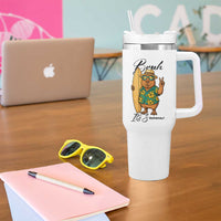 Bruh Its Summer Tumbler With Handle Funny Capybara Surfer Beach Vacation Gift