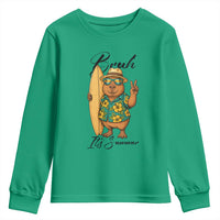 Bruh Its Summer Youth Sweatshirt Funny Capybara Surfer Beach Vacation Gift
