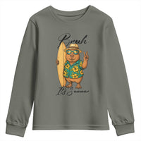 Bruh Its Summer Youth Sweatshirt Funny Capybara Surfer Beach Vacation Gift