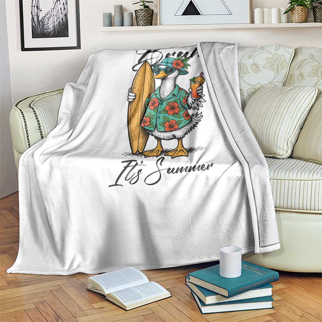 Bruh Its Summer Throw Blanket Funny Hawaiian Goose Surfer Graphic